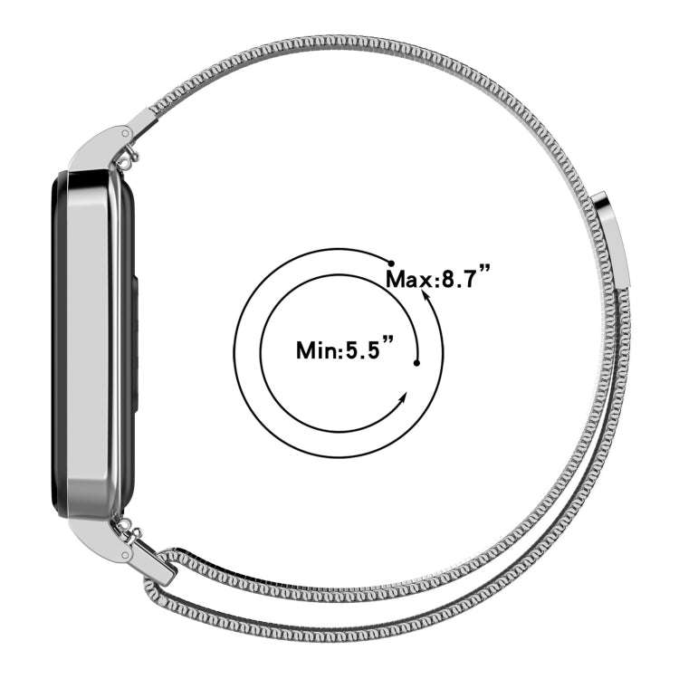 For Xiaomi Mi Band 8 Active Milan Magnetic Metal Steel Mesh Watch Band + Watch Frame(Gold)