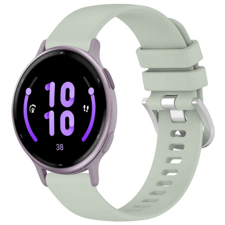 For Garmin Vivoactive 5 Liquid Glossy Silver Buckle Silicone Watch Band(Green)