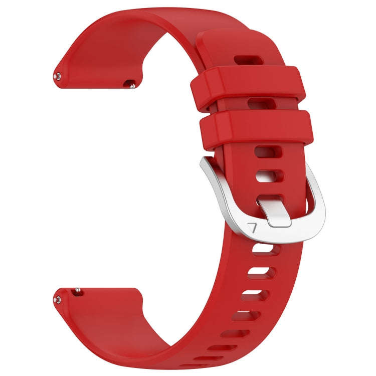 For Garmin Active5 Liquid Glossy Silver Buckle Silicone Watch Band(Red)