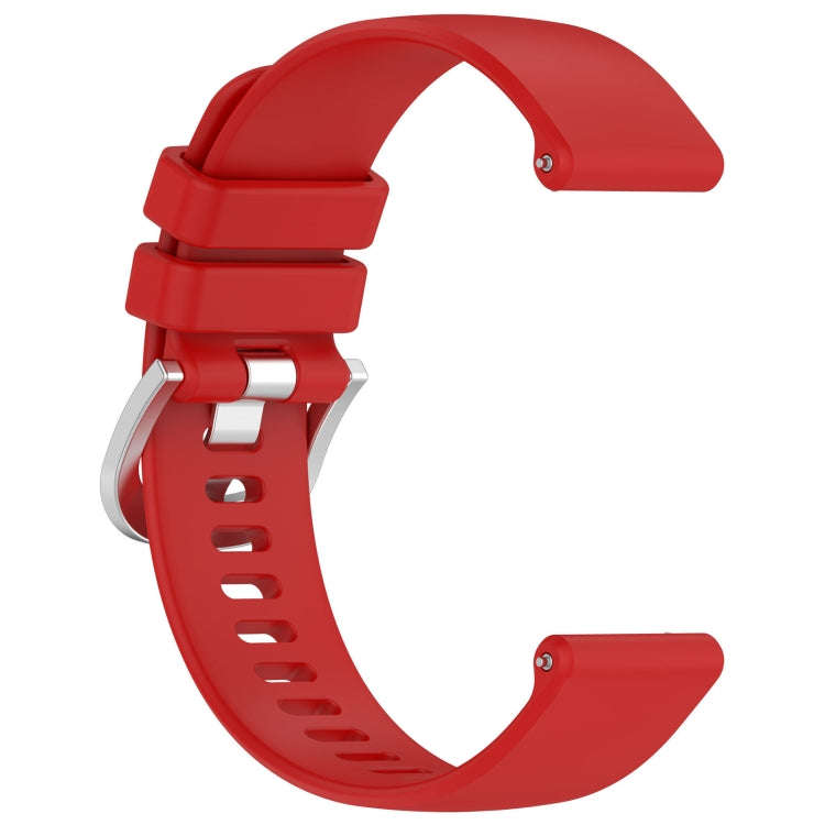 For Garmin Active5 Liquid Glossy Silver Buckle Silicone Watch Band(Red)