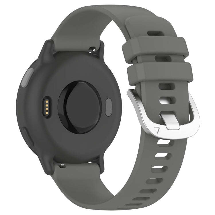 For Garmin Active5 Liquid Glossy Silver Buckle Silicone Watch Band(Gray)