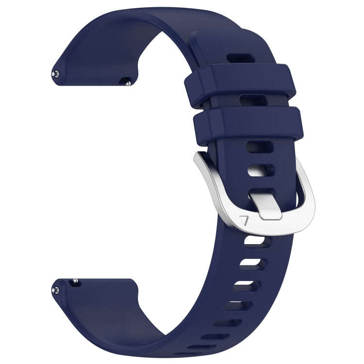 For Garmin Active5 Liquid Glossy Silver Buckle Silicone Watch Band(Dark Blue)