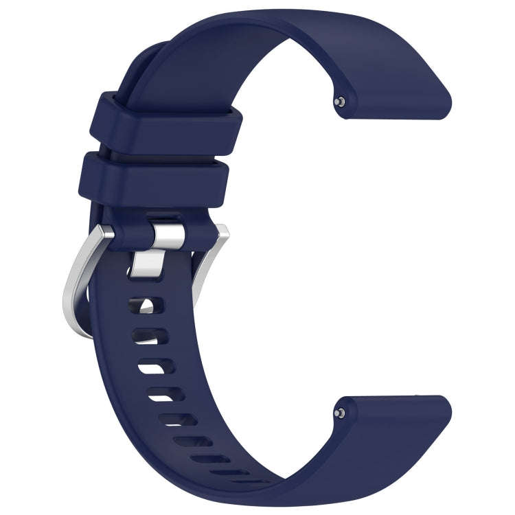 For Garmin Active5 Liquid Glossy Silver Buckle Silicone Watch Band(Dark Blue)