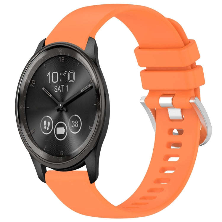 For Garmin VivoMove Trend Liquid Glossy Silver Buckle Silicone Watch Band(Orange)