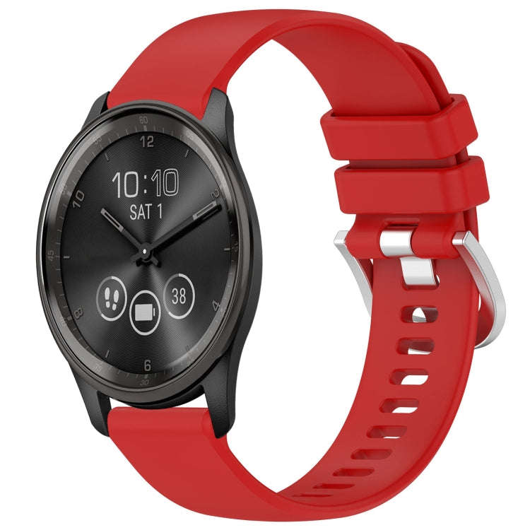 For Garmin VivoMove Trend Liquid Glossy Silver Buckle Silicone Watch Band(Red)