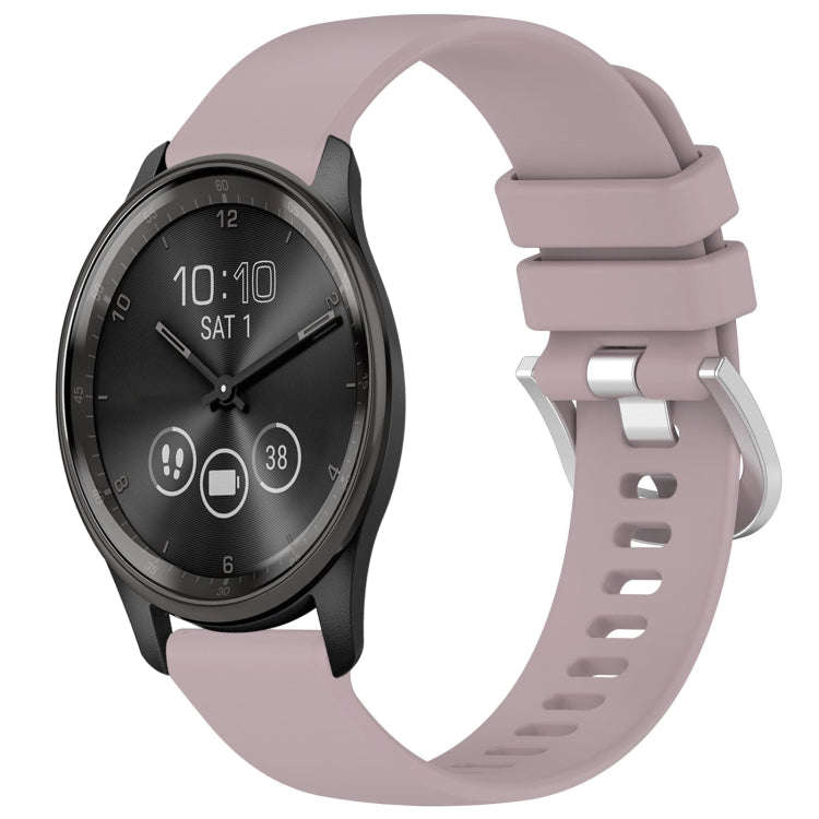 For Garmin VivoMove Trend Liquid Glossy Silver Buckle Silicone Watch Band(Purple)