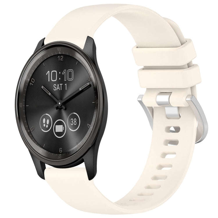 For Garmin VivoMove Trend Liquid Glossy Silver Buckle Silicone Watch Band(Starlight)