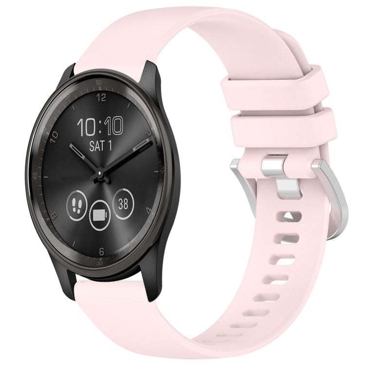 For Garmin VivoMove Trend Liquid Glossy Silver Buckle Silicone Watch Band(Pink)