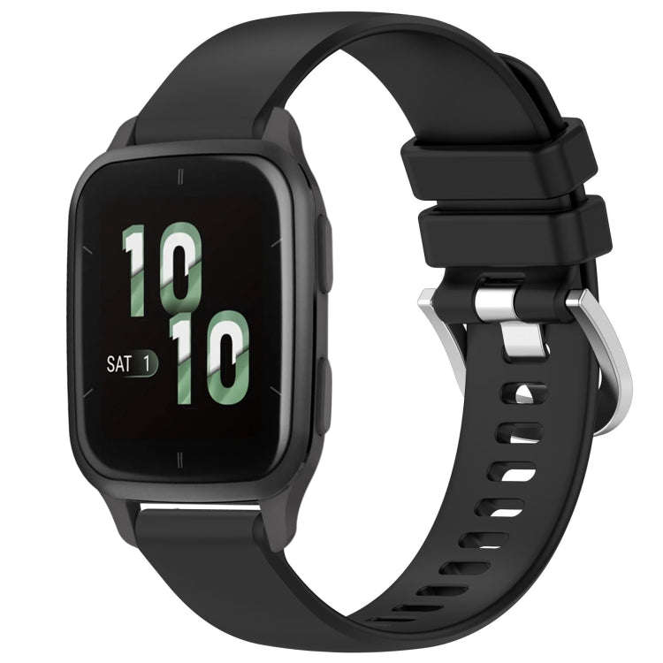 For Garmin Venu SQ2 Liquid Glossy Silver Buckle Silicone Watch Band(Black)