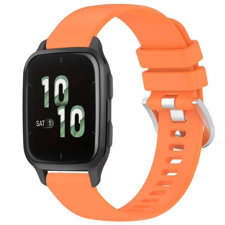 For Garmin Venu SQ2 Liquid Glossy Silver Buckle Silicone Watch Band(Orange)