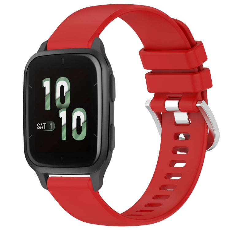 For Garmin Venu SQ2 Liquid Glossy Silver Buckle Silicone Watch Band(Red)