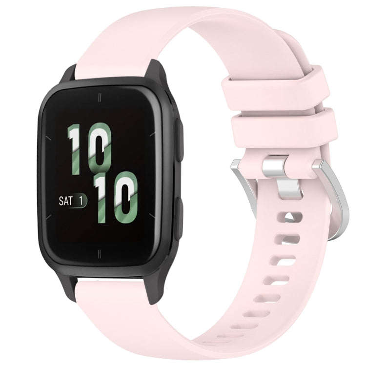 For Garmin Venu SQ2 Liquid Glossy Silver Buckle Silicone Watch Band(Pink)