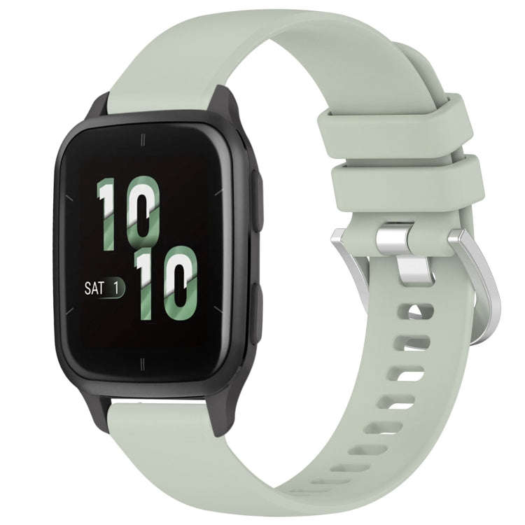 For Garmin Venu SQ2 Liquid Glossy Silver Buckle Silicone Watch Band(Green)