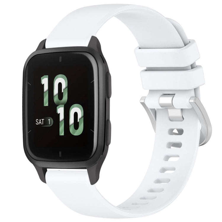 For Garmin Venu SQ2 Liquid Glossy Silver Buckle Silicone Watch Band(White)