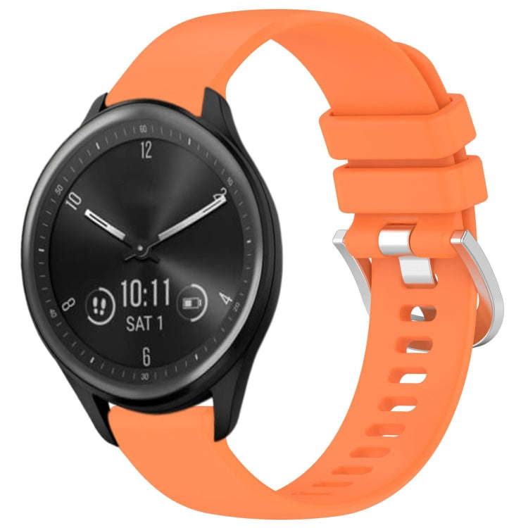 For Garmin Vivomove Sport Liquid Glossy Silver Buckle Silicone Watch Band(Orange)