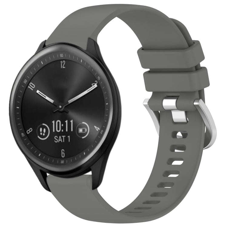 For Garmin Vivomove Sport Liquid Glossy Silver Buckle Silicone Watch Band(Gray)