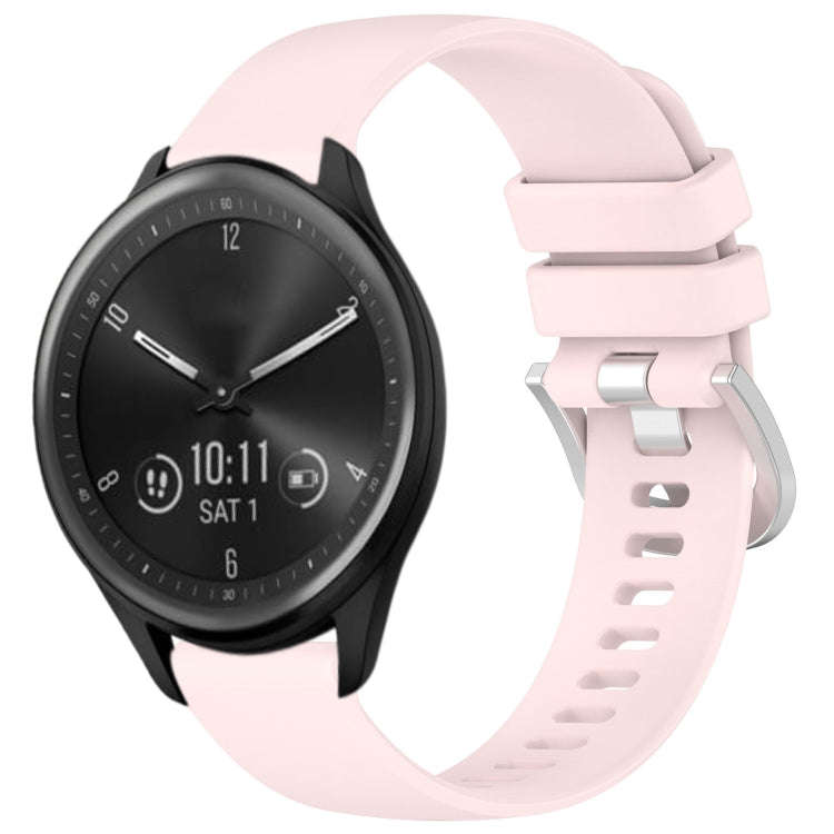 For Garmin Vivomove Sport Liquid Glossy Silver Buckle Silicone Watch Band(Pink)
