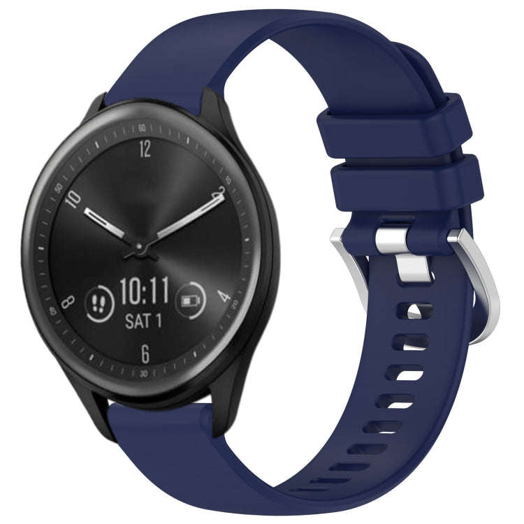 For Garmin Vivomove Sport Liquid Glossy Silver Buckle Silicone Watch Band(Dark Blue)
