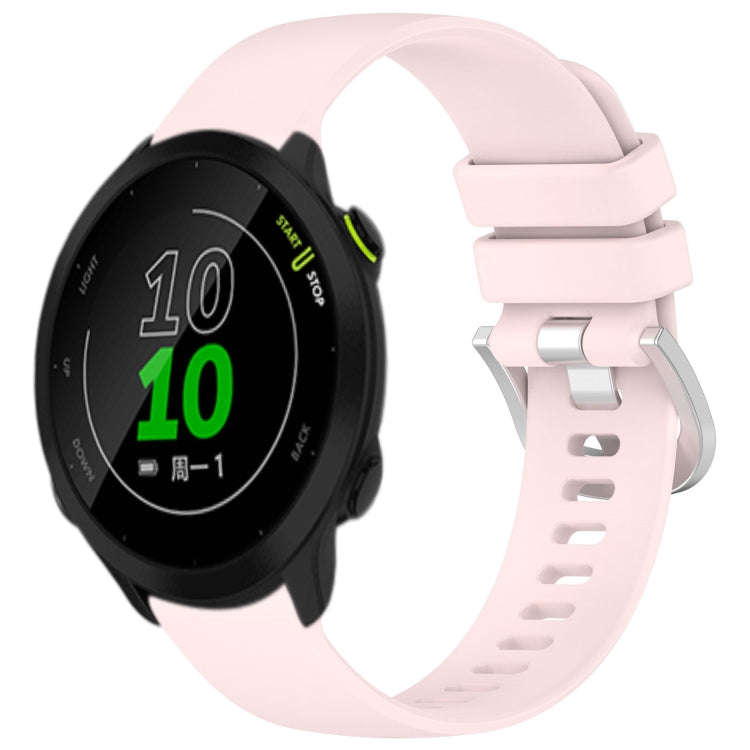 For Garmin Forerunner 158 / 55 Liquid Glossy Silver Buckle Silicone Watch Band(Pink)