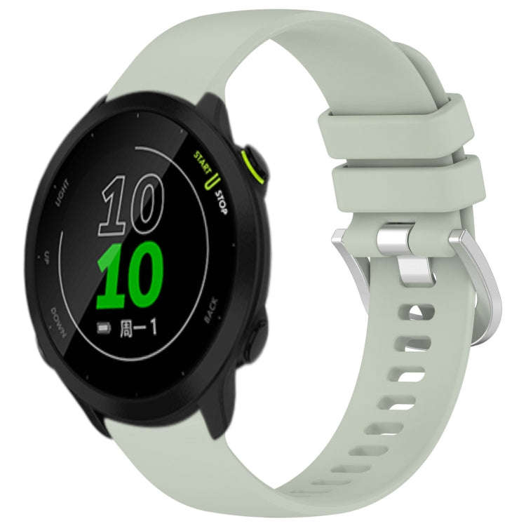 For Garmin Forerunner 158 / 55 Liquid Glossy Silver Buckle Silicone Watch Band(Green)