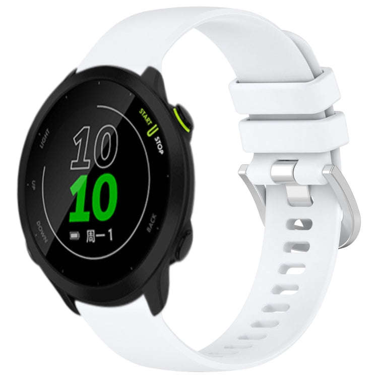 For Garmin Forerunner 158 / 55 Liquid Glossy Silver Buckle Silicone Watch Band(White)