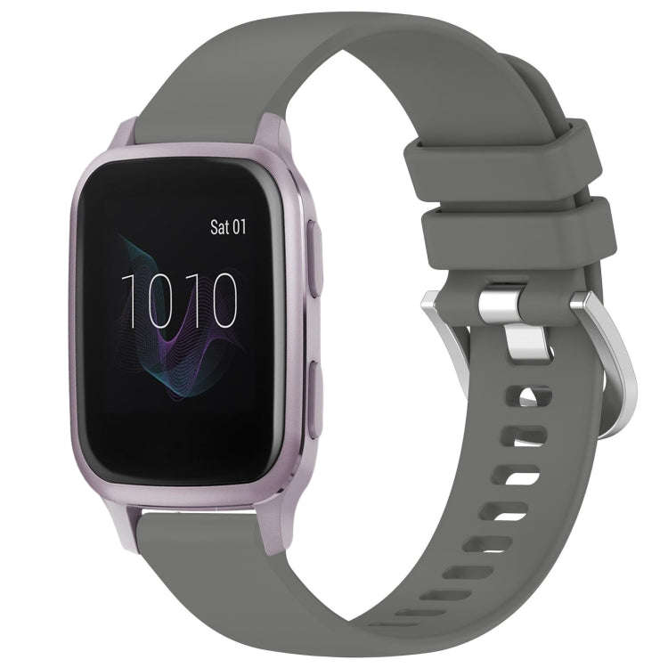 For Garmin Venu / Venu SQ Liquid Glossy Silver Buckle Silicone Watch Band(Gray)