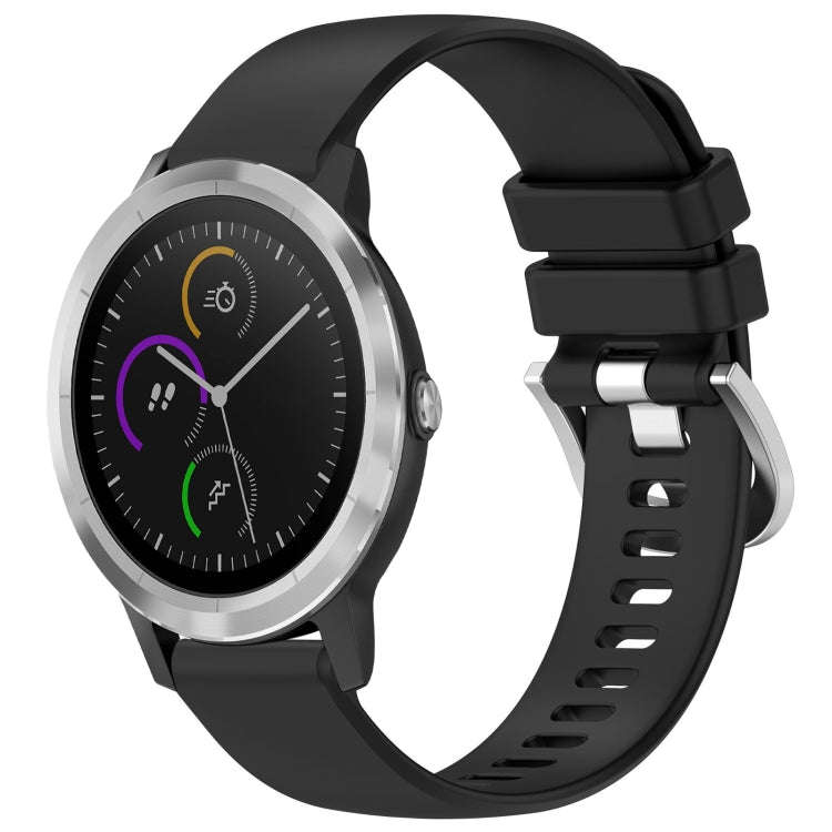 For Garmin Vivomove3 / Garminmove3 Liquid Glossy Silver Buckle Silicone Watch Band(Black)