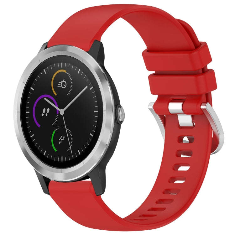 For Garmin Vivomove3 / Garminmove3 Liquid Glossy Silver Buckle Silicone Watch Band(Red)