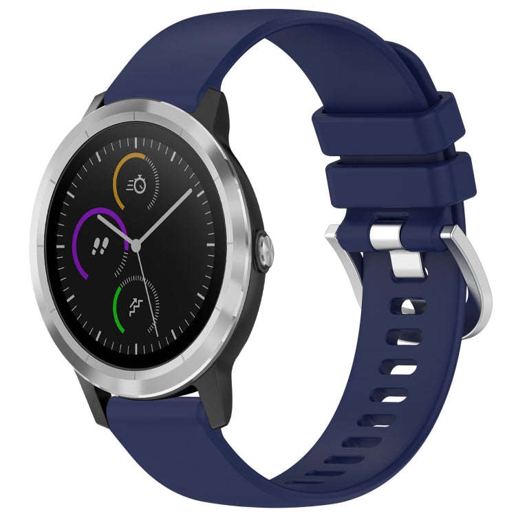 For Garmin Vivomove3 / Garminmove3 Liquid Glossy Silver Buckle Silicone Watch Band(Dark Blue)