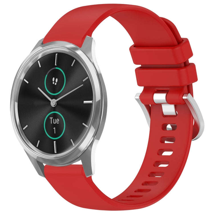 For Garmin VivoMove Luxe / Garminmove Luxe Liquid Glossy Silver Buckle Silicone Watch Band(Red)