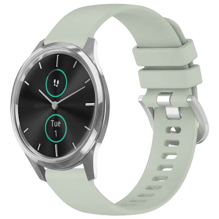 For Garmin VivoMove Luxe / Garminmove Luxe Liquid Glossy Silver Buckle Silicone Watch Band(Green)