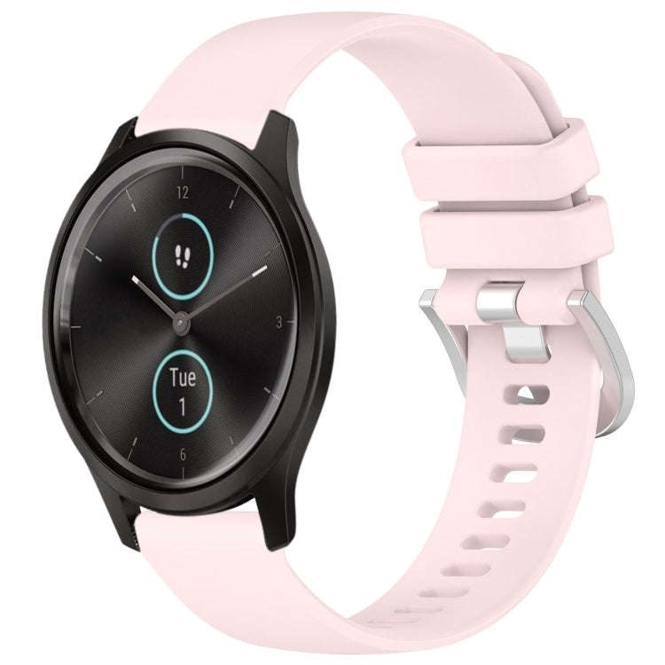 For Garmin VivoMove Style / Vivomove Liquid Glossy Silver Buckle Silicone Watch Band(Pink)