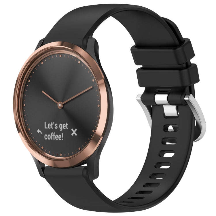 For Garmin Vivomove HR Sport Liquid Glossy Silver Buckle Silicone Watch Band(Black)