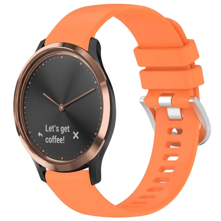For Garmin Vivomove HR Sport Liquid Glossy Silver Buckle Silicone Watch Band(Orange)