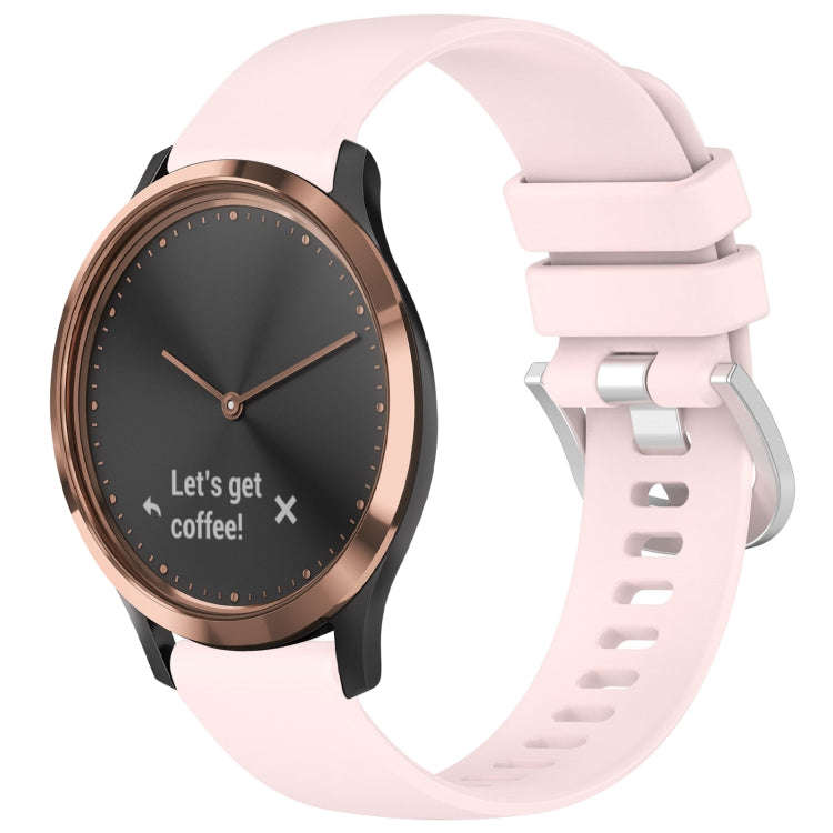 For Garmin Vivomove HR Sport Liquid Glossy Silver Buckle Silicone Watch Band(Pink)