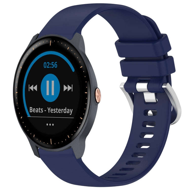 For Garmin Vivoactive3 / 3 Music Liquid Glossy Silver Buckle Silicone Watch Band(Dark Blue)