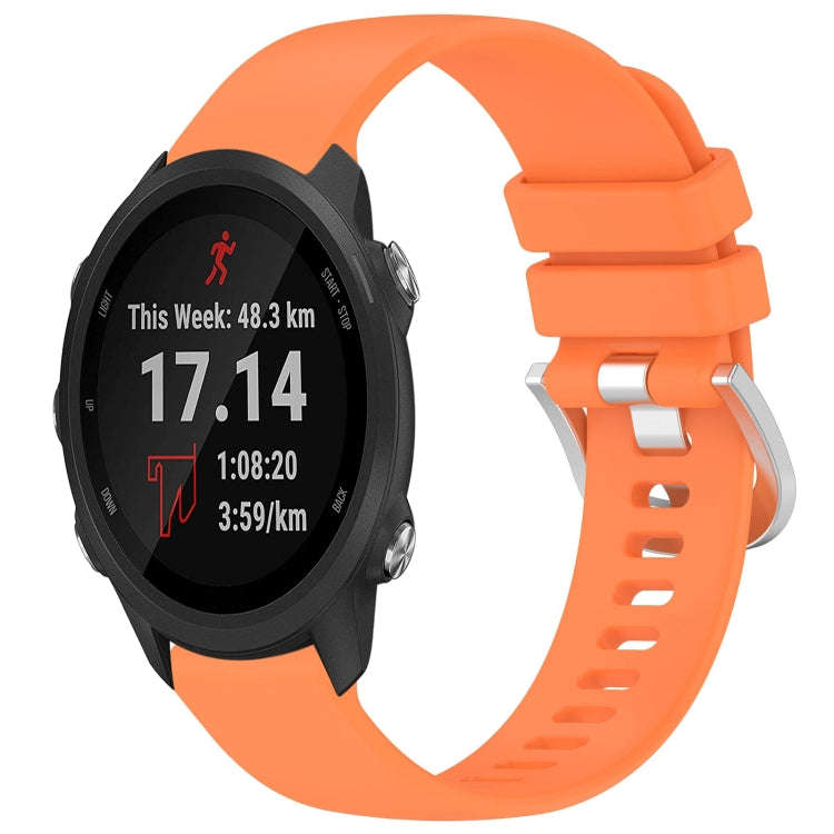 For Garmin Forerunner245 / 245 Music Liquid Glossy Silver Buckle Silicone Watch Band(Orange)