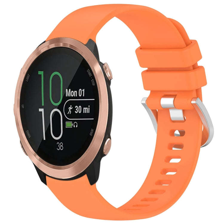 For Garmin Forerunner 645 / 645 Music Liquid Glossy Silver Buckle Silicone Watch Band(Orange)