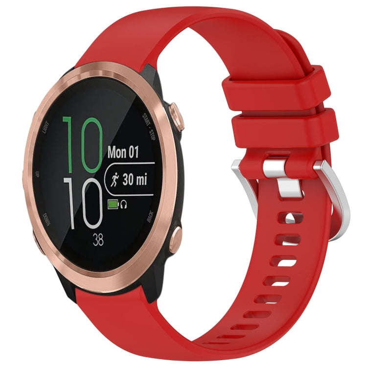 For Garmin Forerunner 645 / 645 Music Liquid Glossy Silver Buckle Silicone Watch Band(Red)
