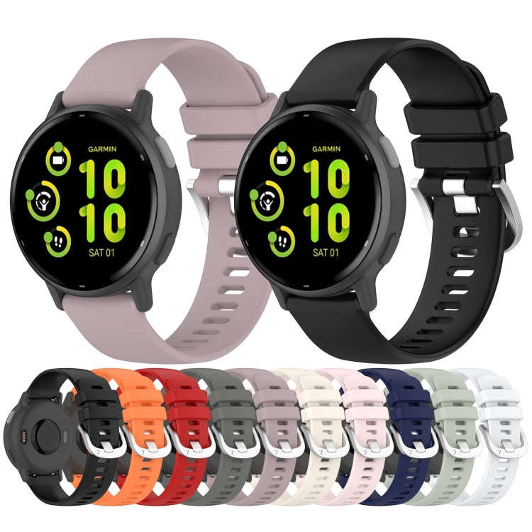 For Garmin Active5 Liquid Glossy Silver Buckle Silicone Watch Band(Dark Blue)