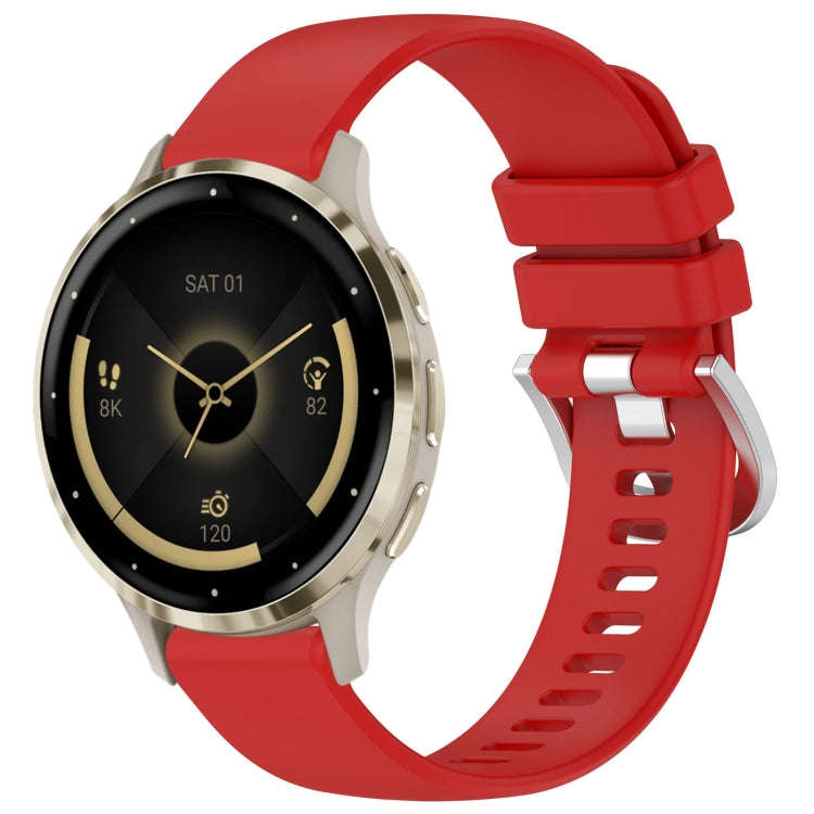 For Garmin Venu 3S Liquid Glossy Silver Buckle Silicone Watch Band(Red)