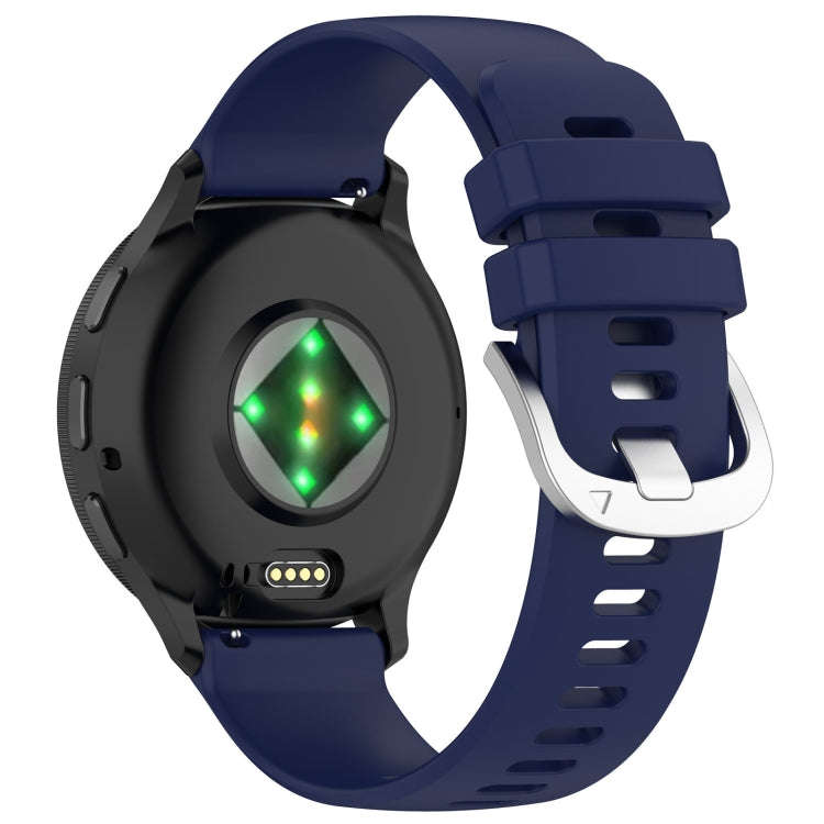For Garmin Venu 3S Liquid Glossy Silver Buckle Silicone Watch Band(Dark Blue)