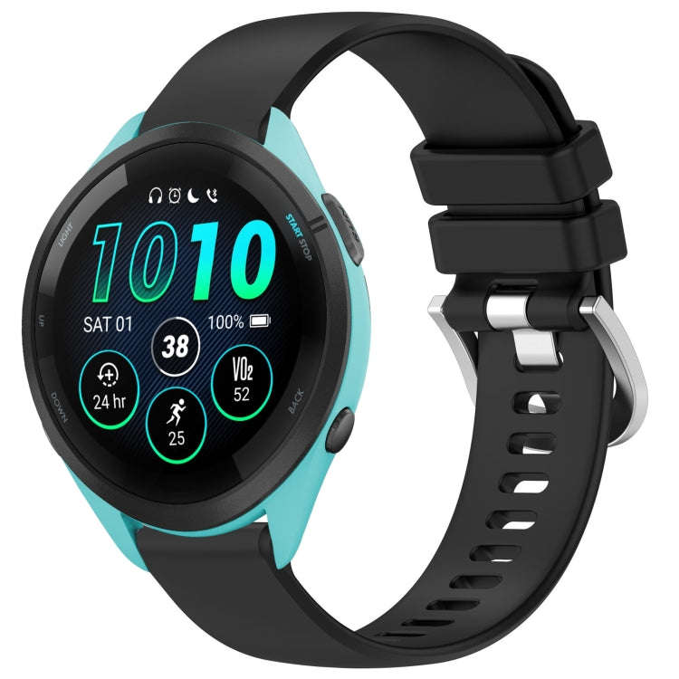 For Garmin Forerunner 265S Liquid Glossy Silver Buckle Silicone Watch Band(Black)
