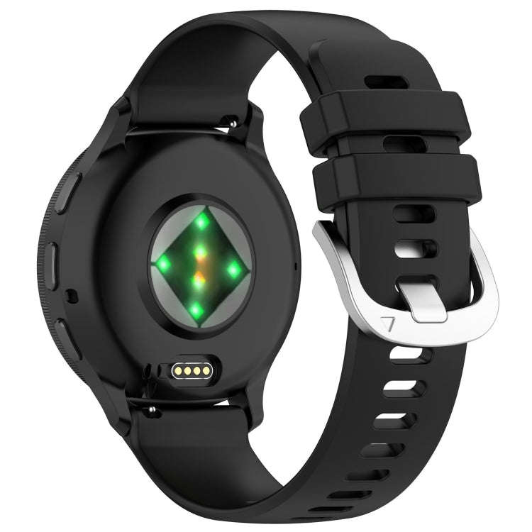 For Garmin Forerunner 265S Liquid Glossy Silver Buckle Silicone Watch Band(Black)