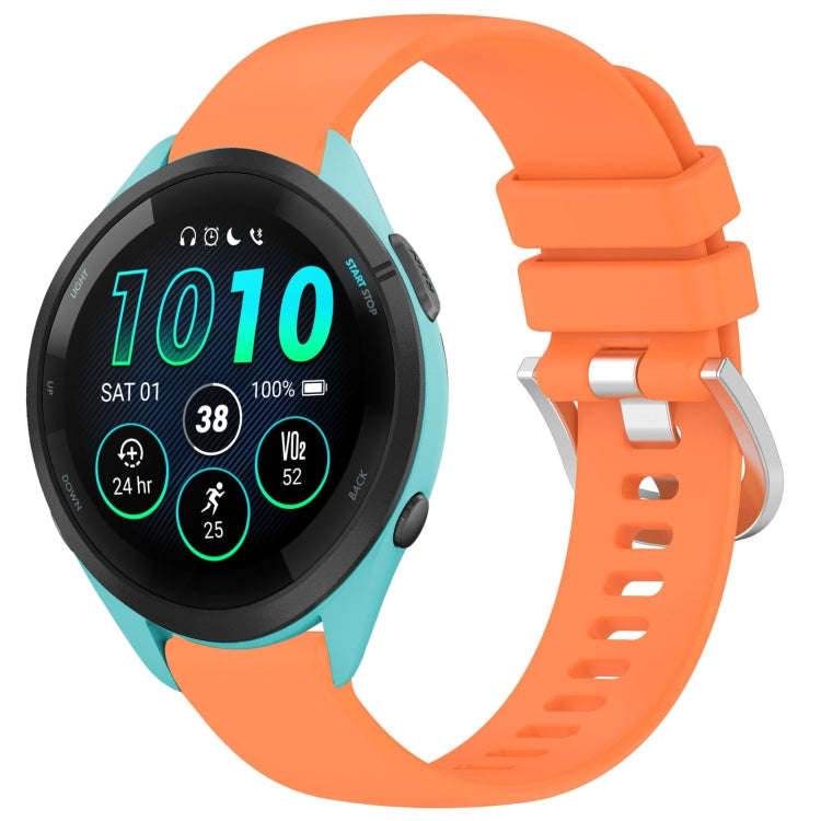For Garmin Forerunner 265S Liquid Glossy Silver Buckle Silicone Watch Band(Orange)