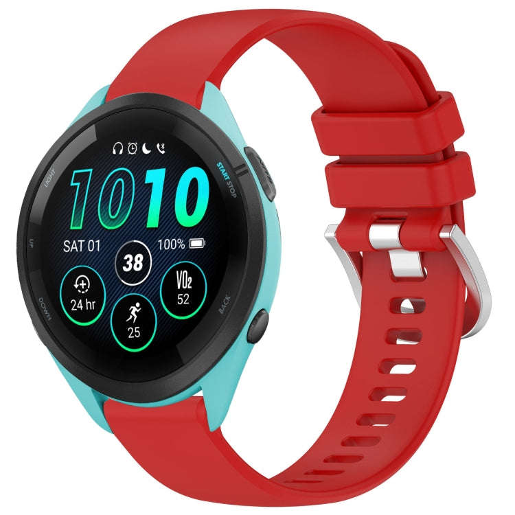 For Garmin Forerunner 265S Liquid Glossy Silver Buckle Silicone Watch Band(Red)