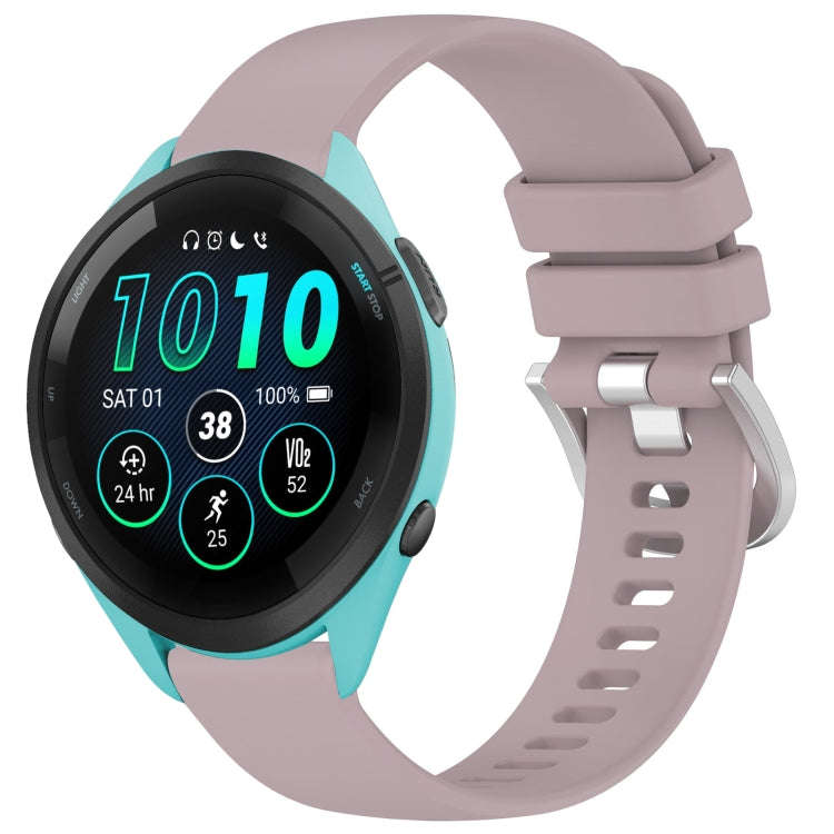 For Garmin Forerunner 265S Liquid Glossy Silver Buckle Silicone Watch Band(Purple)
