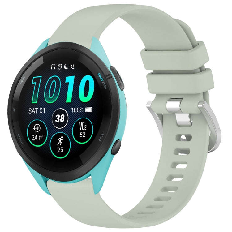 For Garmin Forerunner 265S Liquid Glossy Silver Buckle Silicone Watch Band(Green)