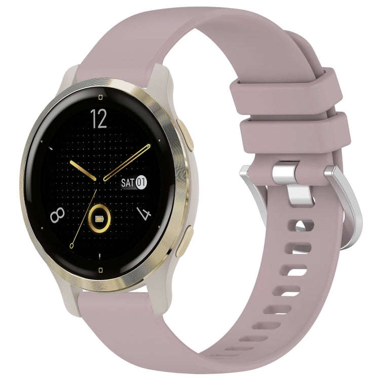 For Garmin Venu 2S Liquid Glossy Silver Buckle Silicone Watch Band(Purple)