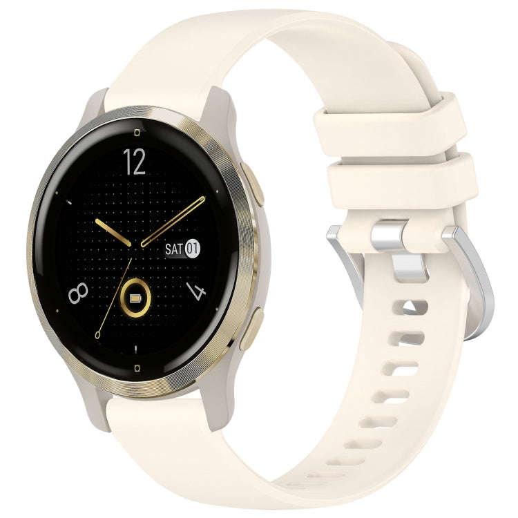For Garmin Venu 2S Liquid Glossy Silver Buckle Silicone Watch Band(Stralight)